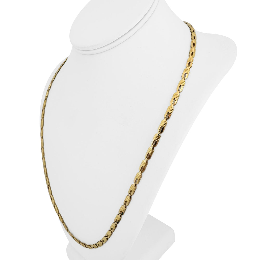 18k Yellow Gold 18.8g Vintage 4.5mm Open Flat Link Necklace Italy 24"