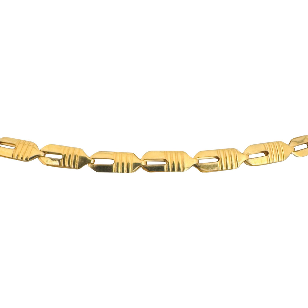 18k Yellow Gold 18.8g Vintage 4.5mm Open Flat Link Necklace Italy 24"