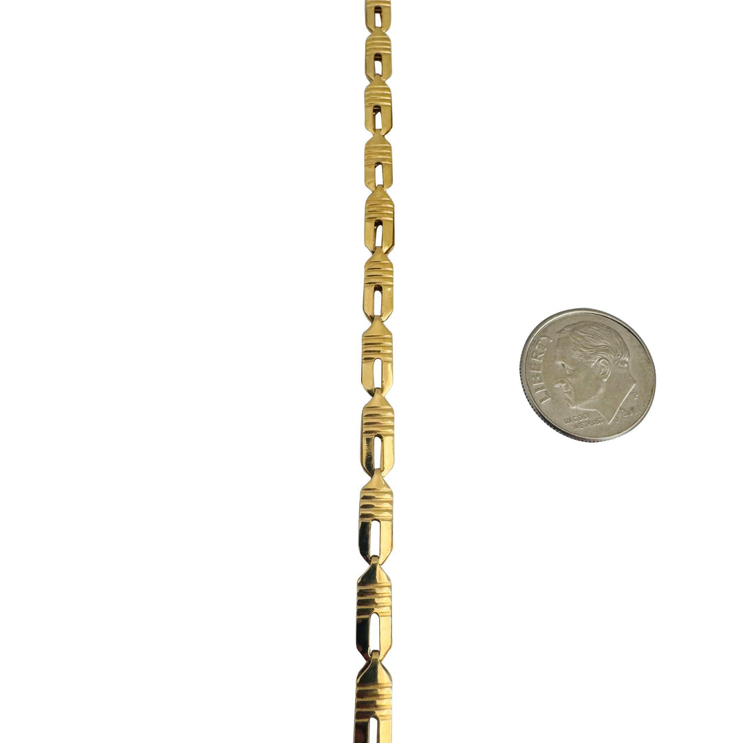 18k Yellow Gold 18.8g Vintage 4.5mm Open Flat Link Necklace Italy 24"