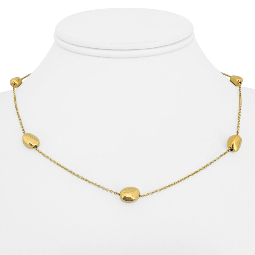 18k Yellow Gold 6.5g Ladies Vintage Bean Station Necklace Italy 16"
