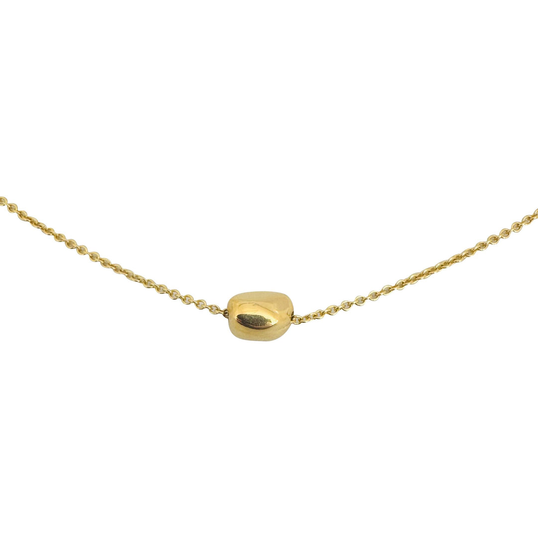 18k Yellow Gold 6.5g Ladies Vintage Bean Station Necklace Italy 16"