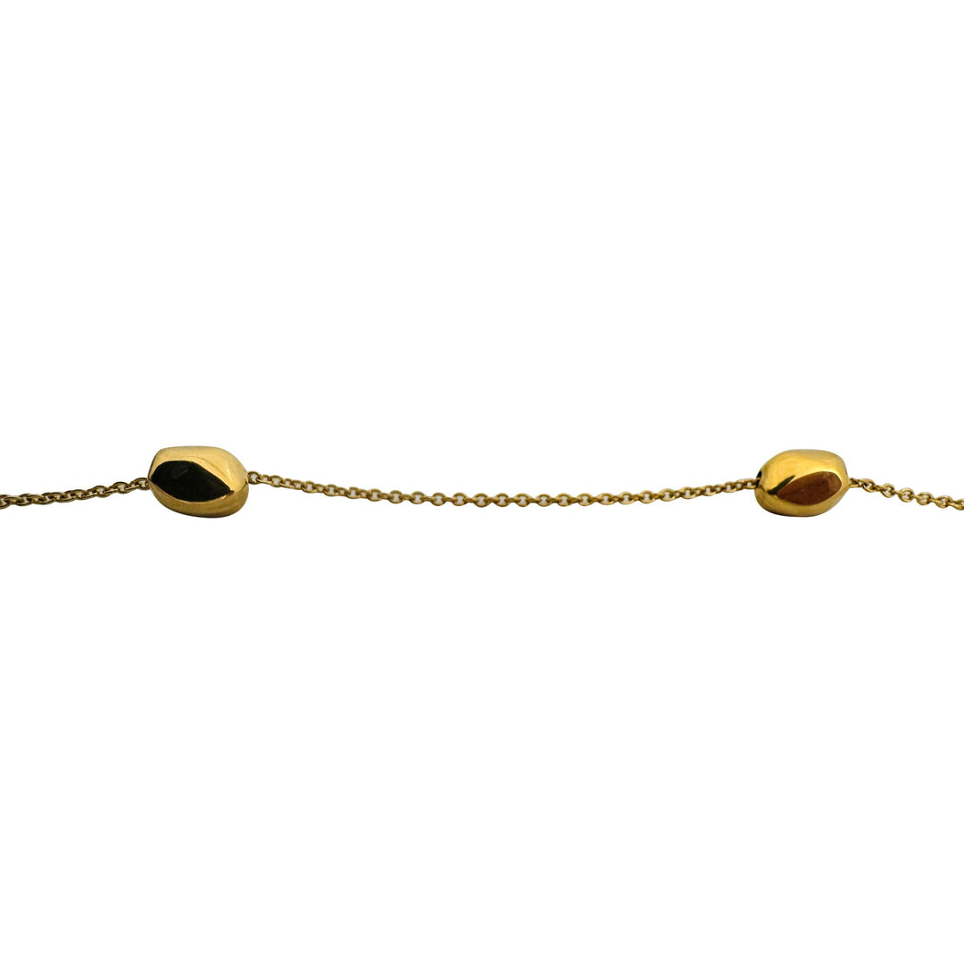 18k Yellow Gold 6.5g Ladies Vintage Bean Station Necklace Italy 16"