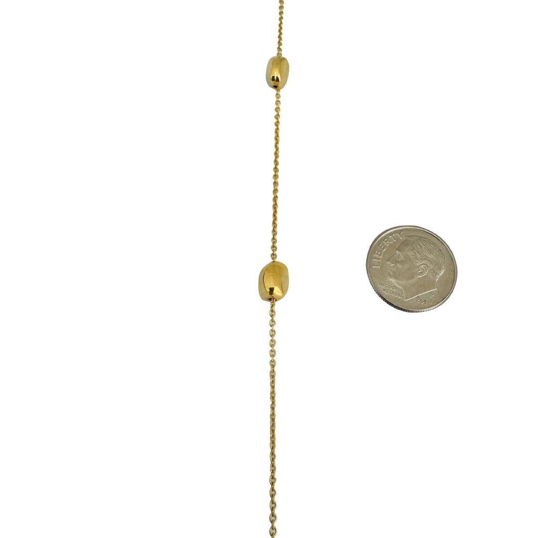 18k Yellow Gold 6.5g Ladies Vintage Bean Station Necklace Italy 16"
