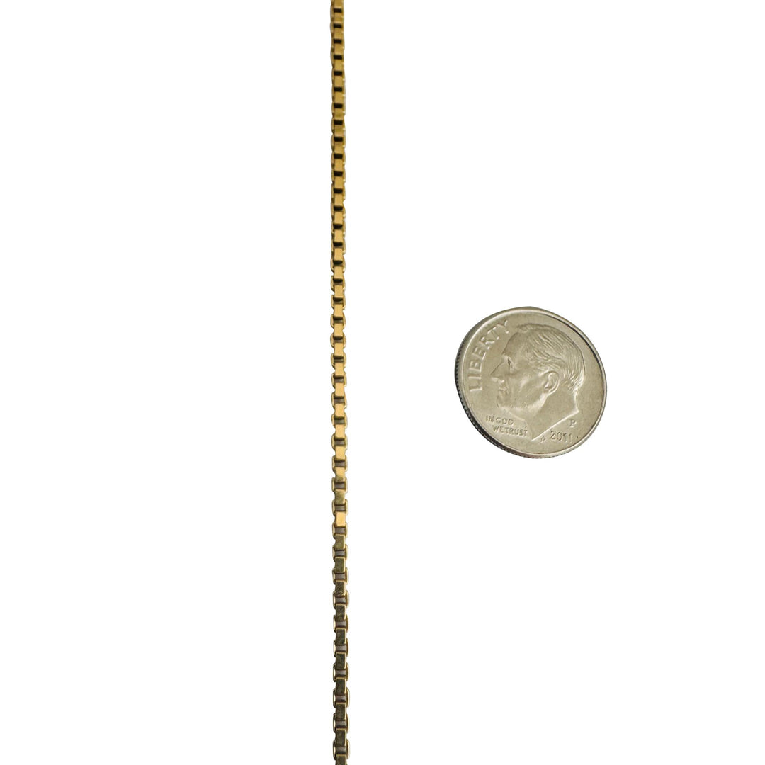 18k Yellow Gold 7.8g Solid Thin 1.5mm Box Link Chain Necklace Italy 19.5"
