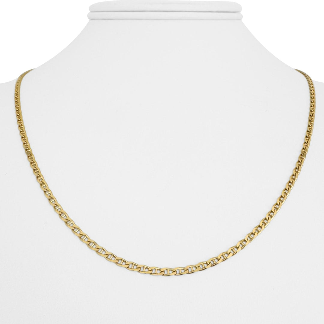 18k Yellow Gold 7.2g Solid Thin 2.4mm Mariner Link Chain Necklace Italy 19.5"
