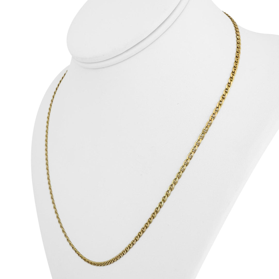 18k Yellow Gold 7.2g Solid Thin 2.4mm Mariner Link Chain Necklace Italy 19.5"