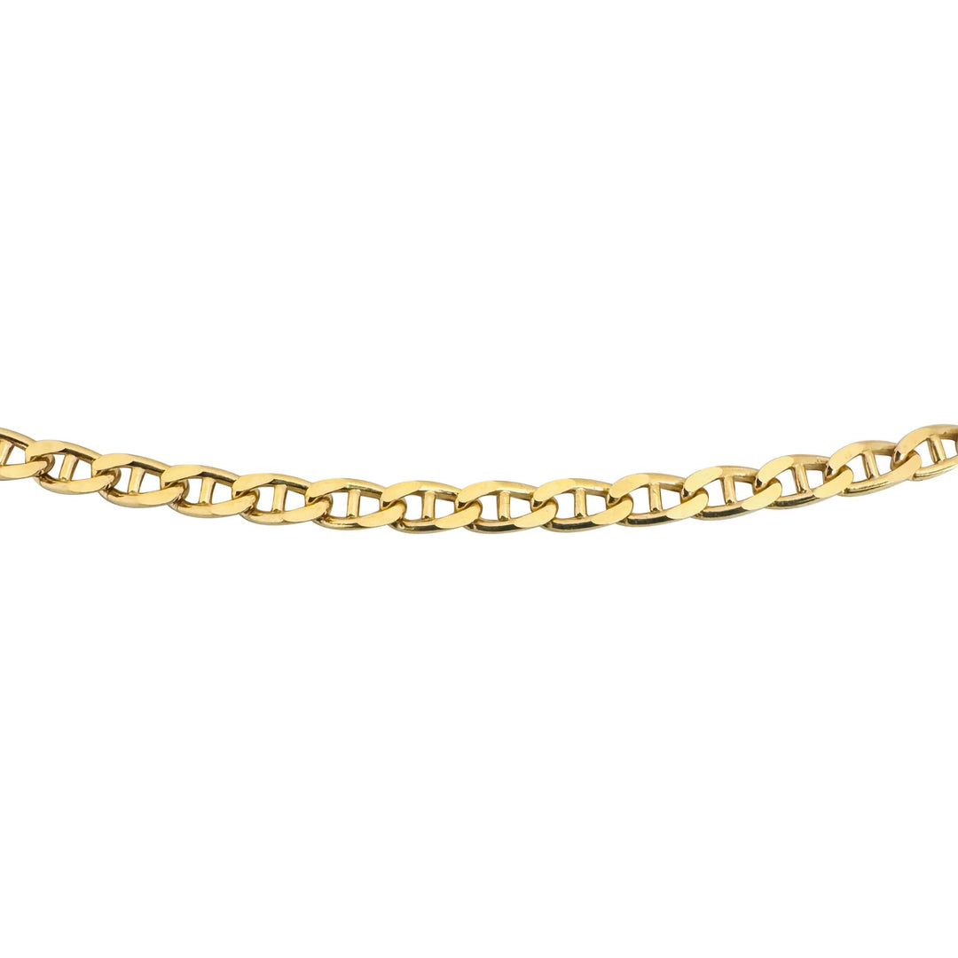 18k Yellow Gold 7.2g Solid Thin 2.4mm Mariner Link Chain Necklace Italy 19.5"