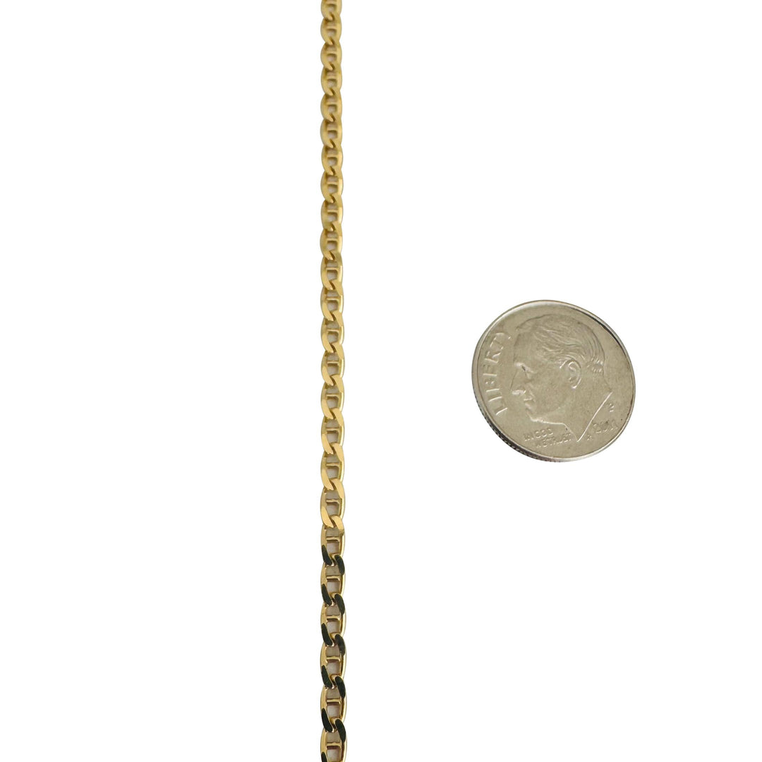 18k Yellow Gold 7.2g Solid Thin 2.4mm Mariner Link Chain Necklace Italy 19.5"