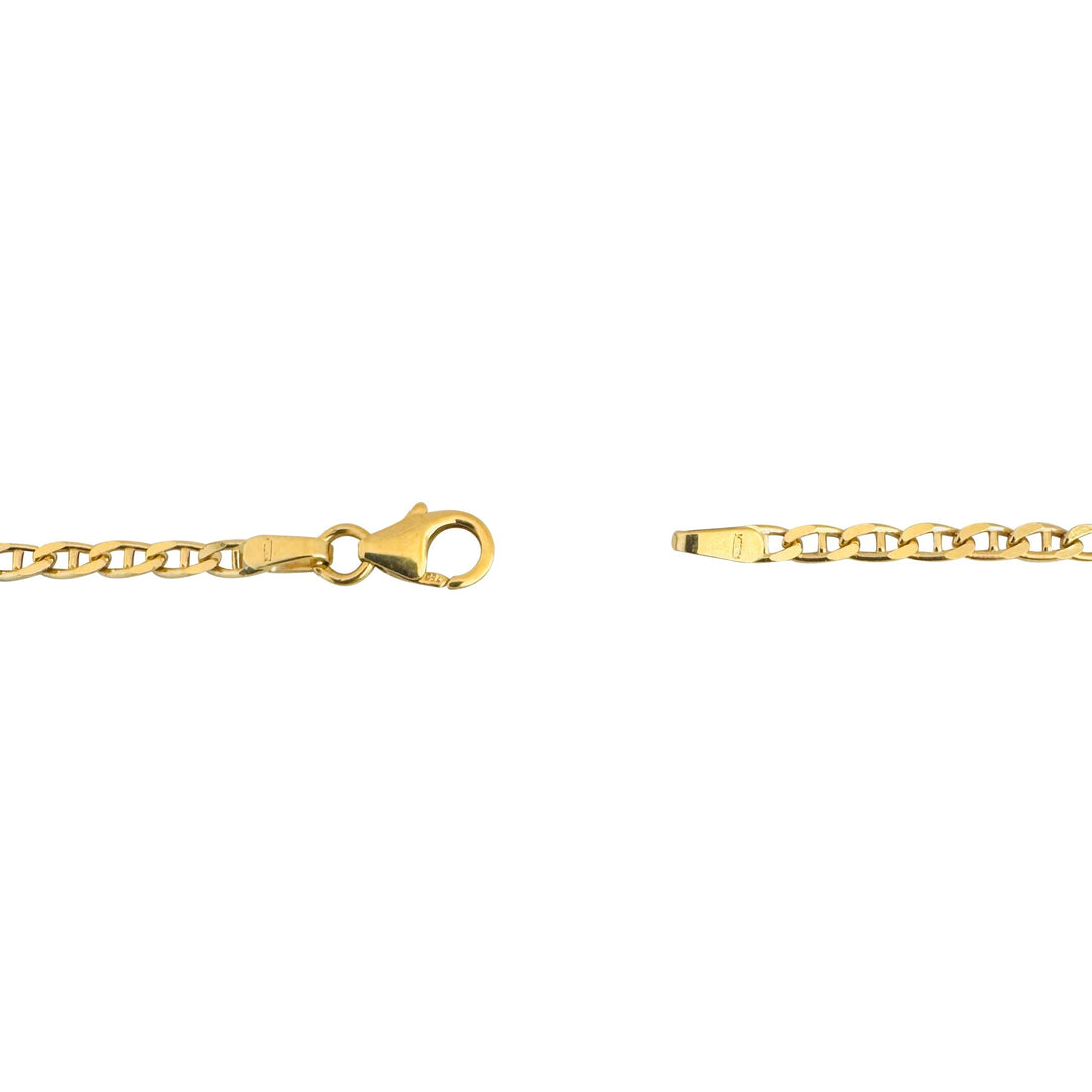 18k Yellow Gold 7.2g Solid Thin 2.4mm Mariner Link Chain Necklace Italy 19.5"