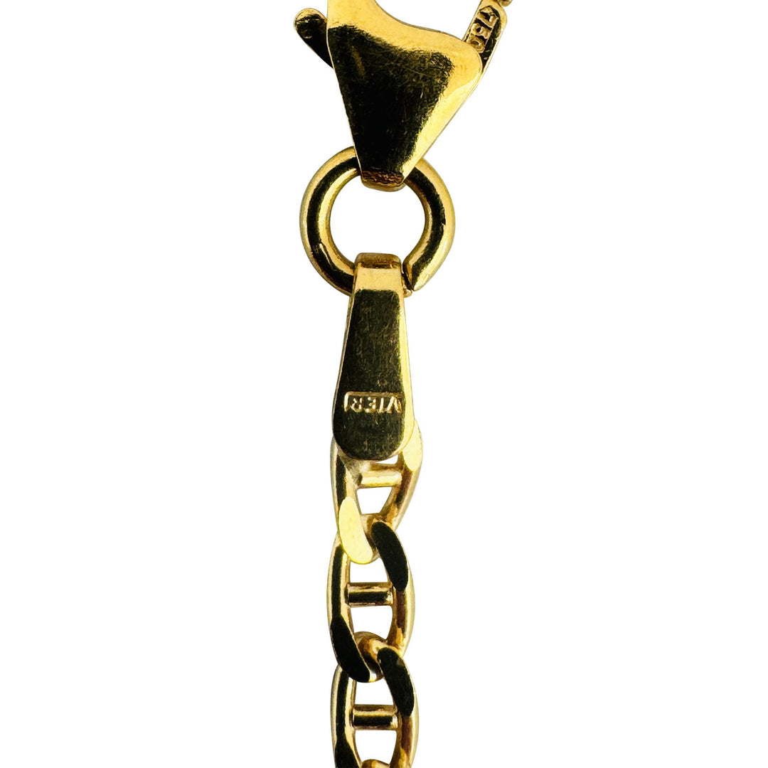 18k Yellow Gold 7.2g Solid Thin 2.4mm Mariner Link Chain Necklace Italy 19.5"