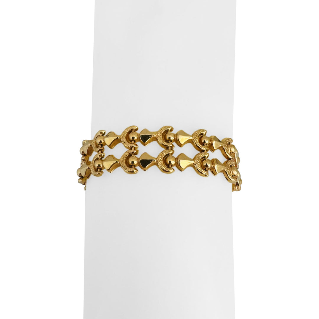 18k Yellow Gold 18.2g Vintage Ladies 14mm Fancy Link Bracelet Italy 7"