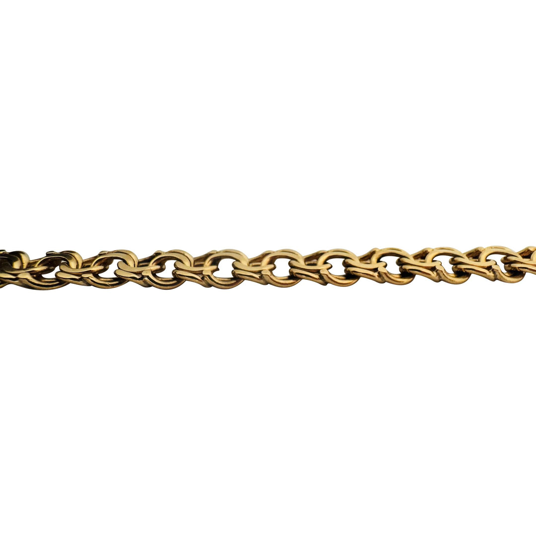 18k Yellow Gold 16.4g Solid Vintage 7mm Double Curb Link Charm Bracelet 7.25"