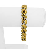 18k Yellow and White Gold 24.6g Ladies Vintage Fancy Link Bracelet Italy 8"