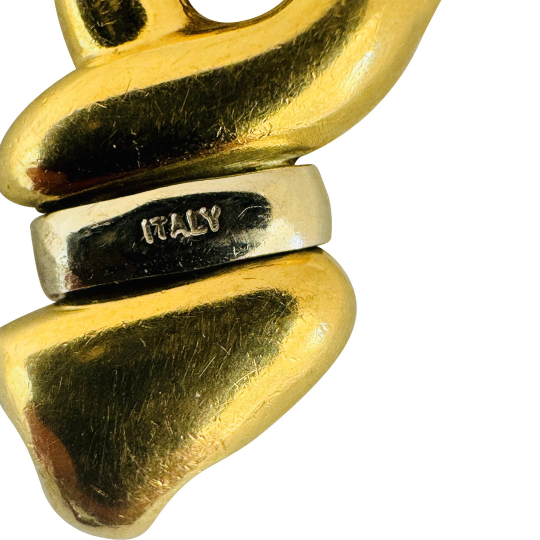 18k Yellow and White Gold 24.6g Ladies Vintage Fancy Link Bracelet Italy 8"