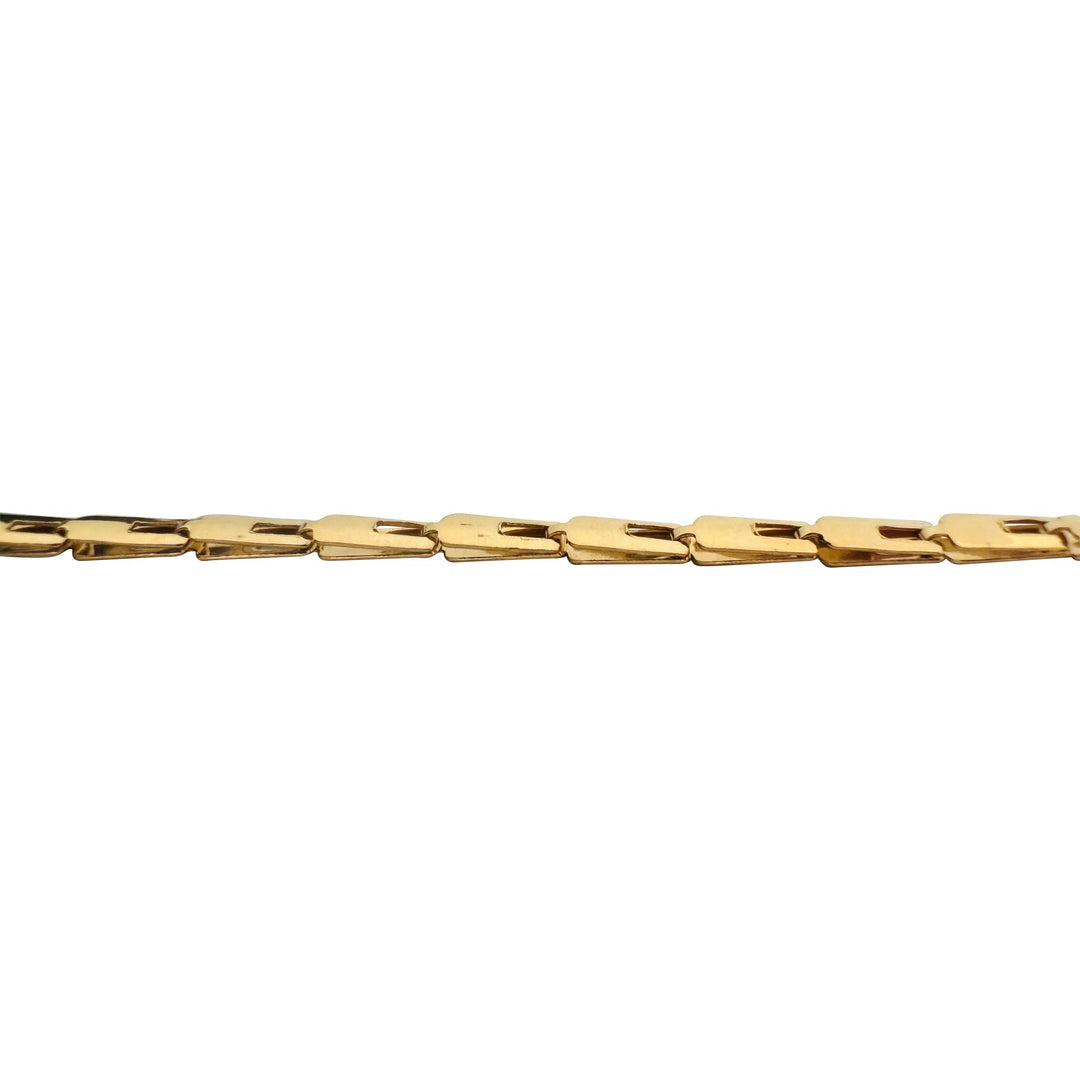 18k Yellow Gold 3.4g Light Ladies 2.8mm Flat Rectangle Link Bracelet Italy 7"