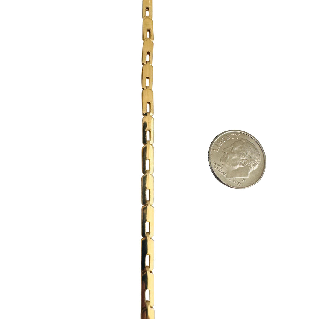 18k Yellow Gold 3.4g Light Ladies 2.8mm Flat Rectangle Link Bracelet Italy 7"