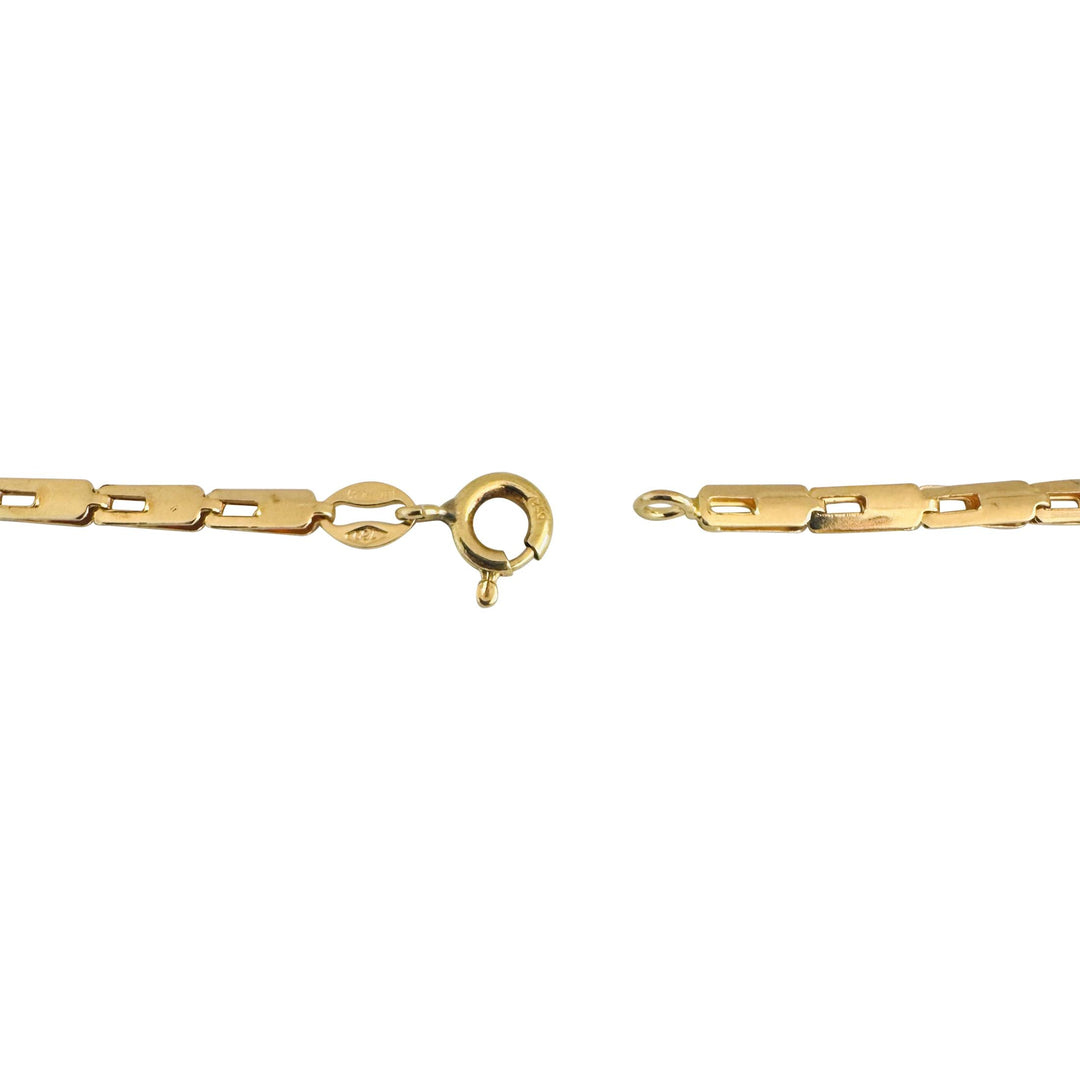 18k Yellow Gold 3.4g Light Ladies 2.8mm Flat Rectangle Link Bracelet Italy 7"