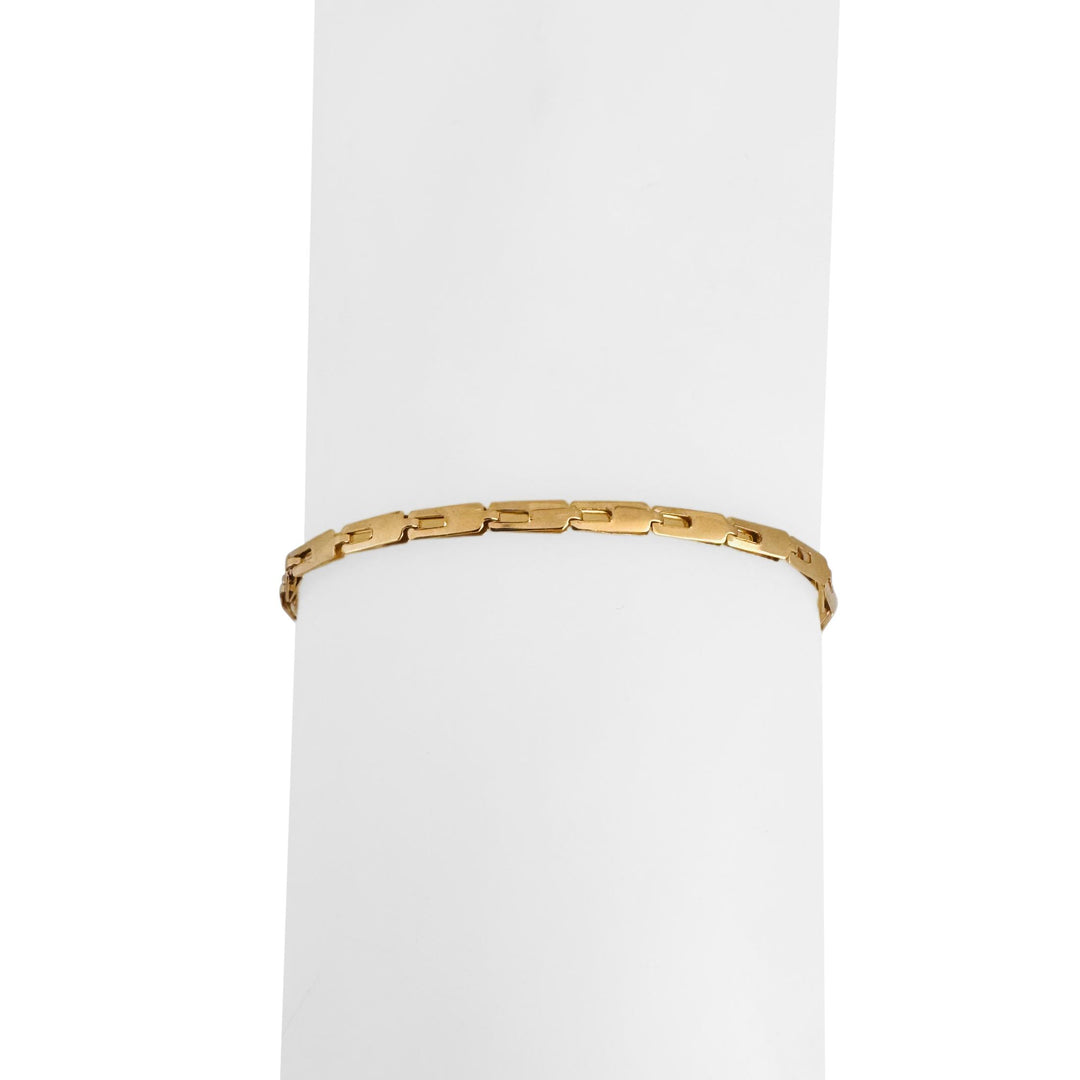 18k Yellow Gold 3.4g Light Ladies 2.8mm Flat Rectangle Link Bracelet Italy 7"