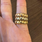 18k Yellow White and Rose Gold 9.4g Three Band Heart Ring Italy Size 7.5