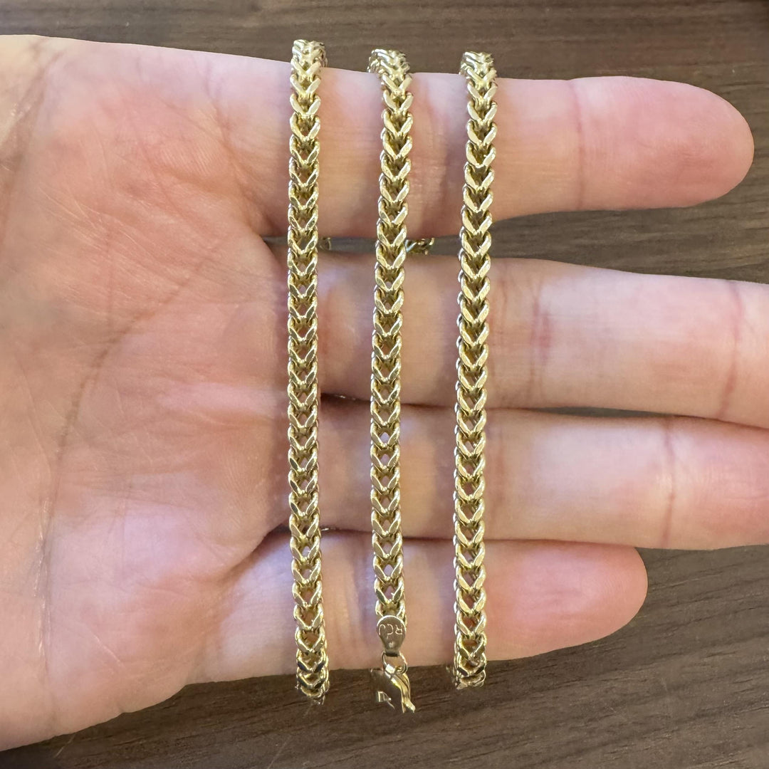 14k Yellow Gold 21.3g Squared 4mm Franco Link Chain Necklace 26"