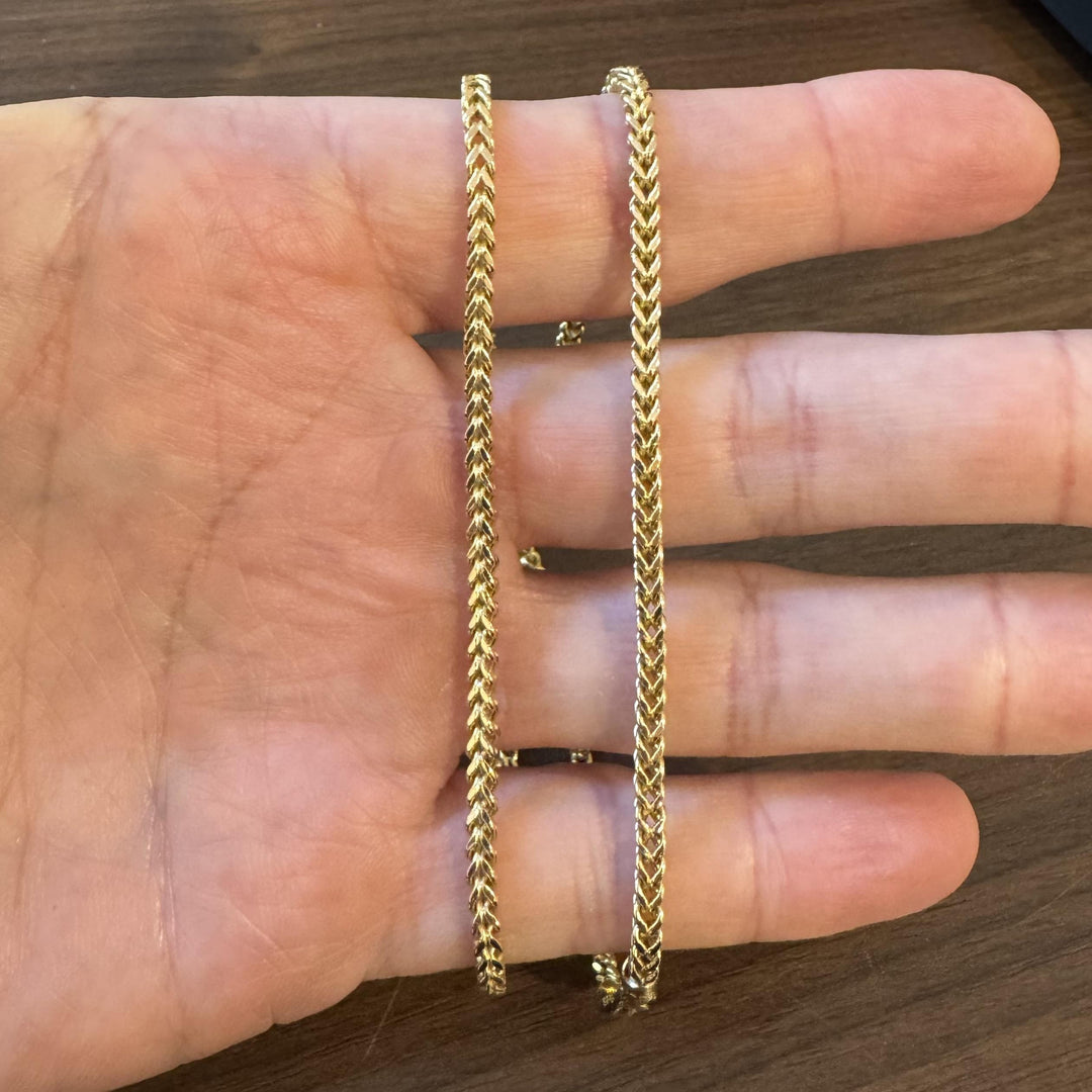 14k Yellow Gold 12.5g Squared 3mm Franco Link Chain Necklace 22"
