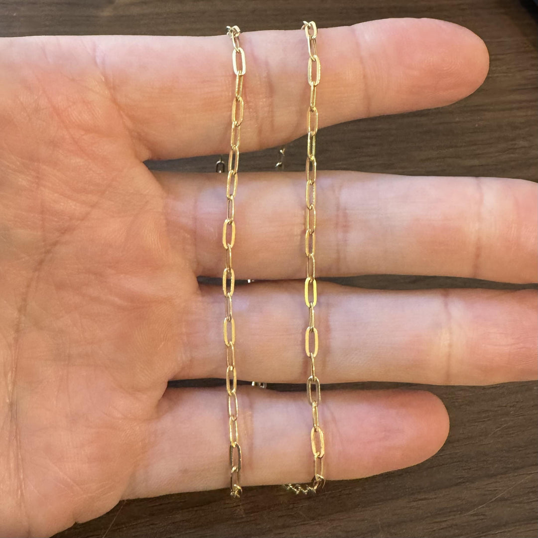 14k Yellow Gold 2.5g Hollow Very Light 2.8mm Paperclip Link Necklace Italy 22"