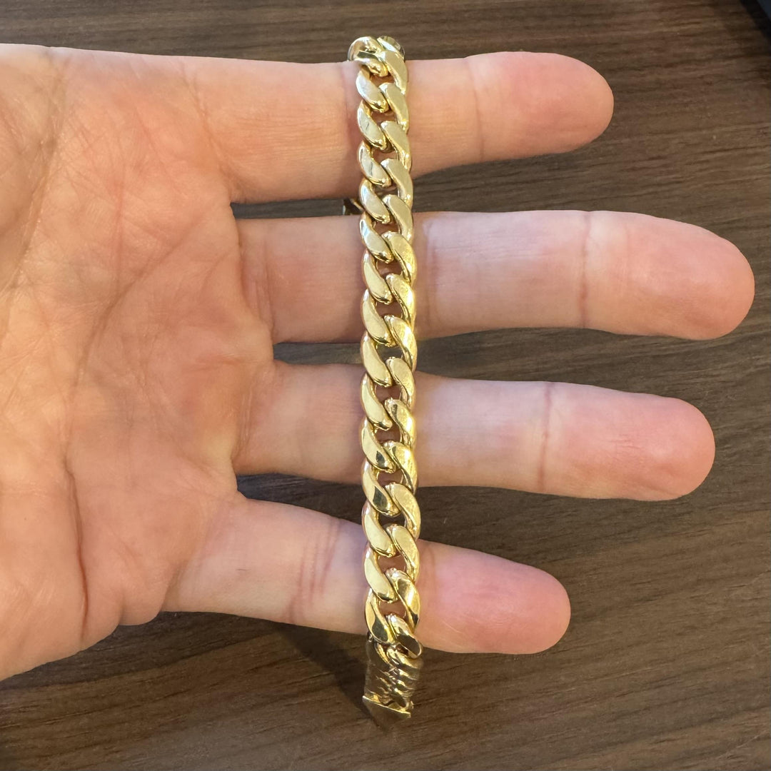 10k Yellow Gold 21g Semi Solid Men's 9mm Curb Cuban Link Bracelet 9"
