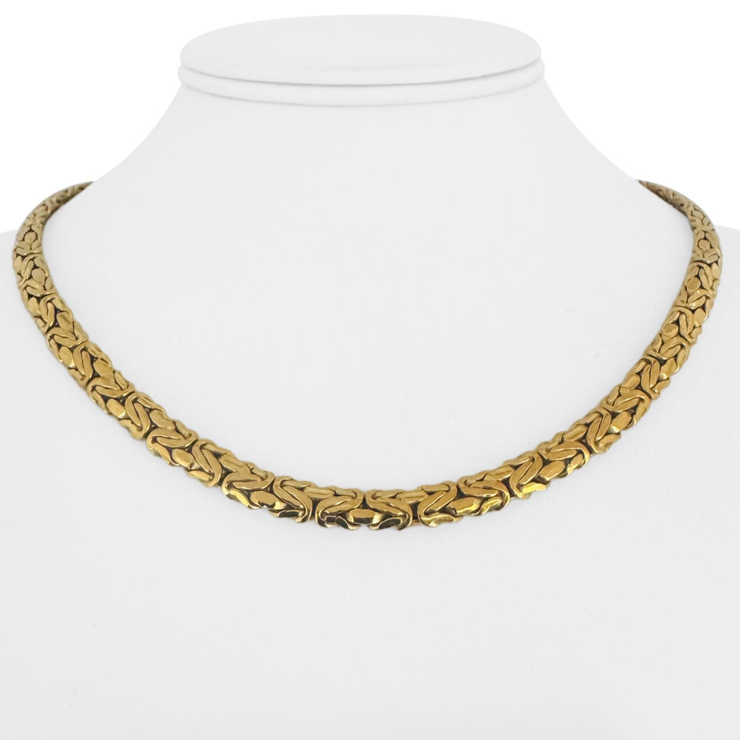 14k Yellow Gold 24.3g Vintage UnoAErre 6mm Byzantine Link Necklace Italy 17.5"