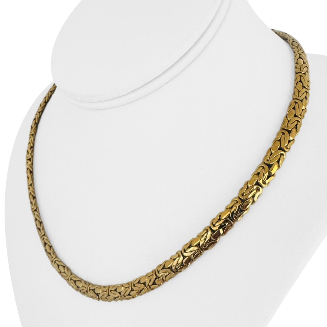 14k Yellow Gold 24.3g Vintage UnoAErre 6mm Byzantine Link Necklace Italy 17.5"