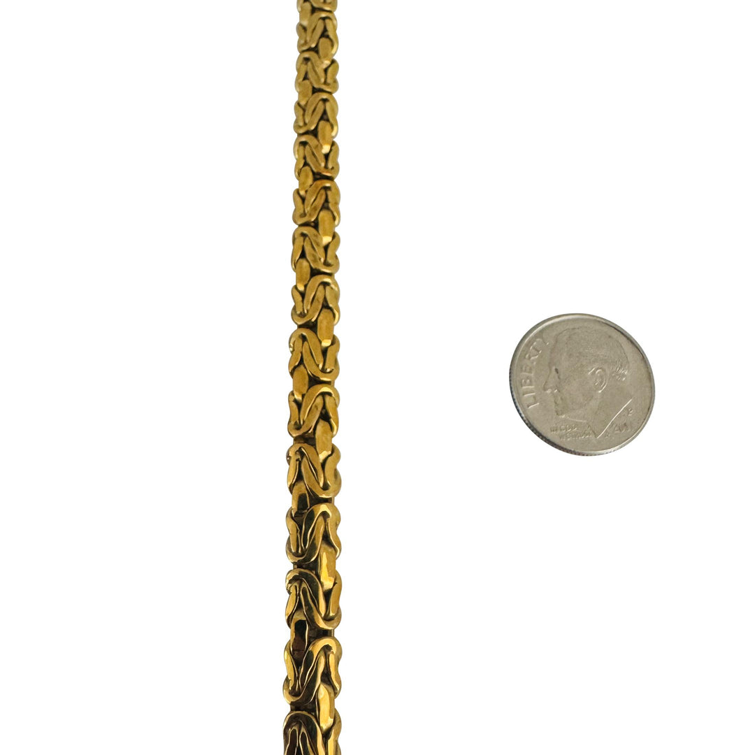 14k Yellow Gold 24.3g Vintage UnoAErre 6mm Byzantine Link Necklace Italy 17.5"