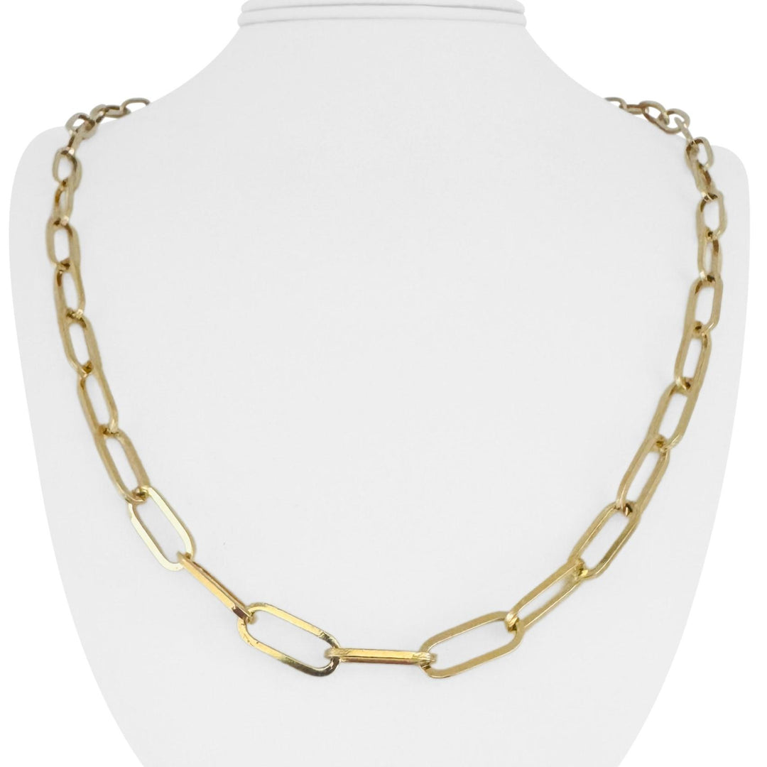 14k Yellow Gold 33g Solid Heavy 6.5mm Paperclip Link Chain Necklace 24"