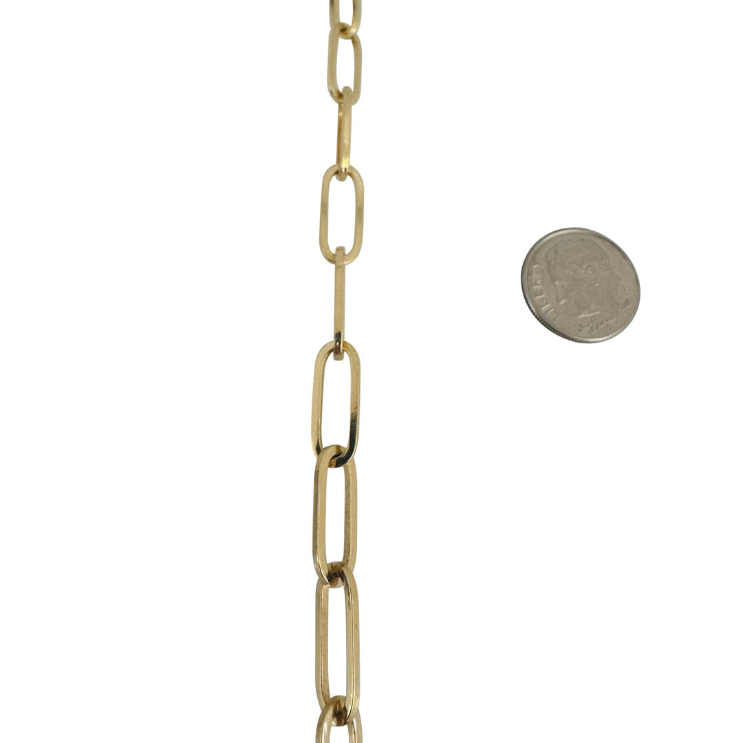14k Yellow Gold 33g Solid Heavy 6.5mm Paperclip Link Chain Necklace 24"