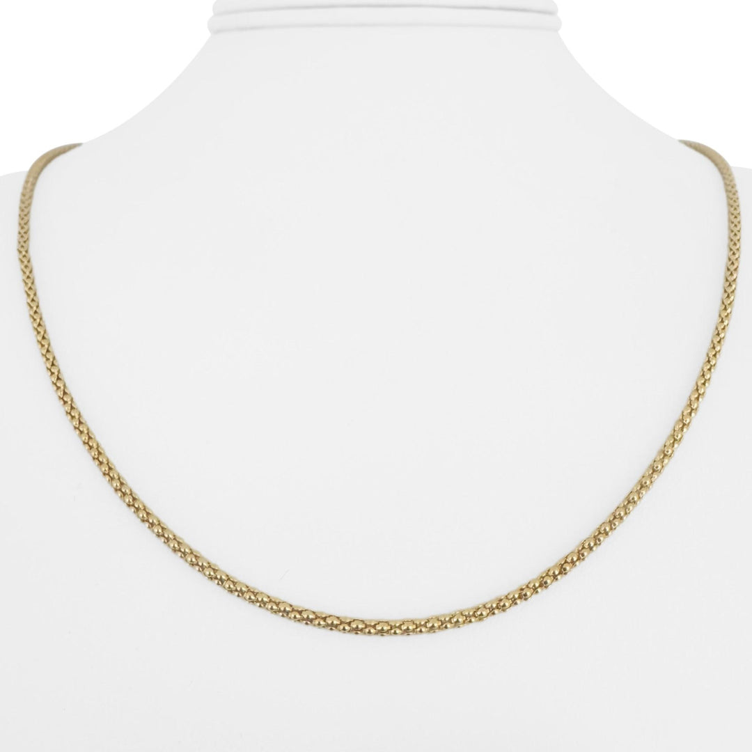 14k Yellow Gold 4.1g Light Hollow 2mm Popcorn Link Necklace Italy 20"