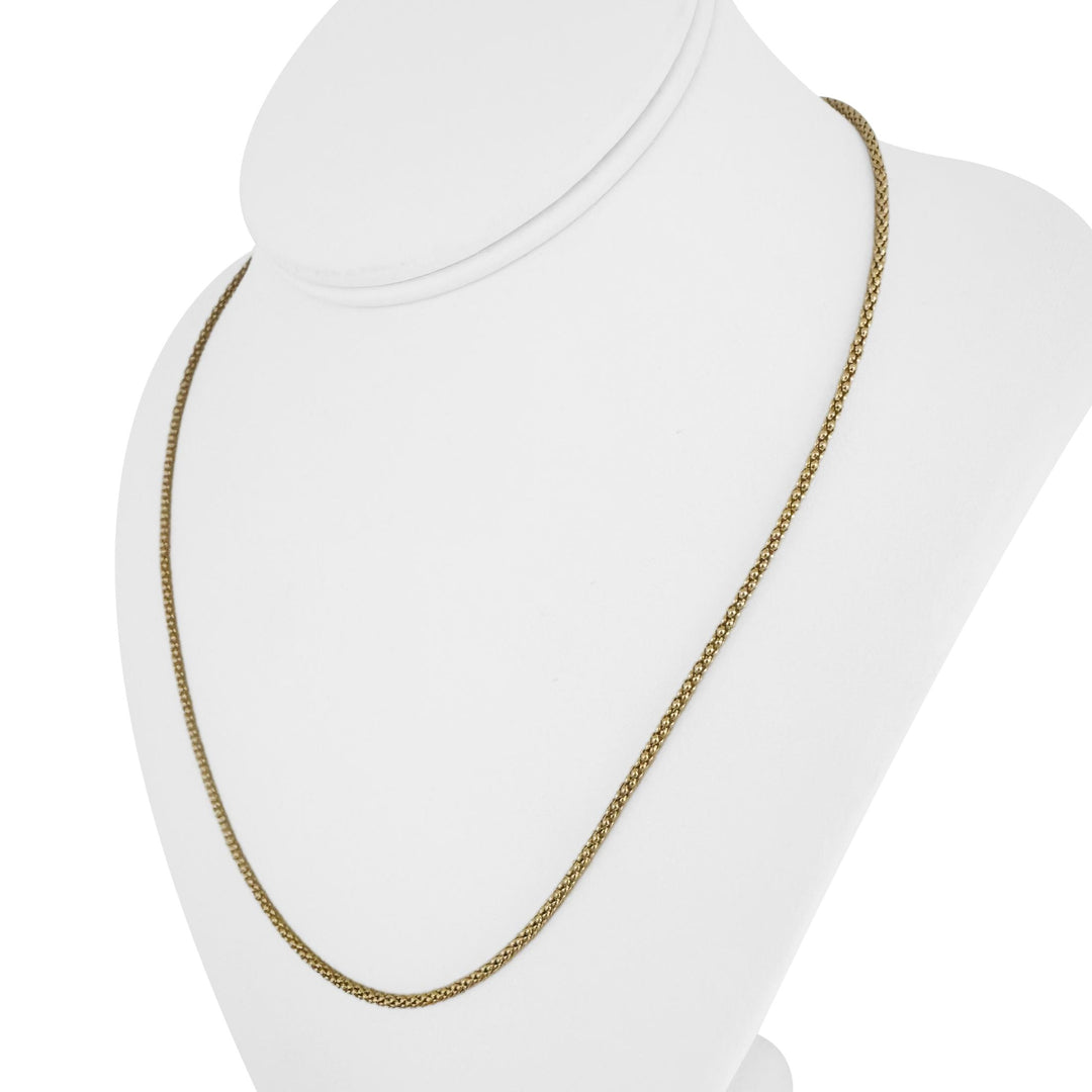 14k Yellow Gold 4.1g Light Hollow 2mm Popcorn Link Necklace Italy 20"