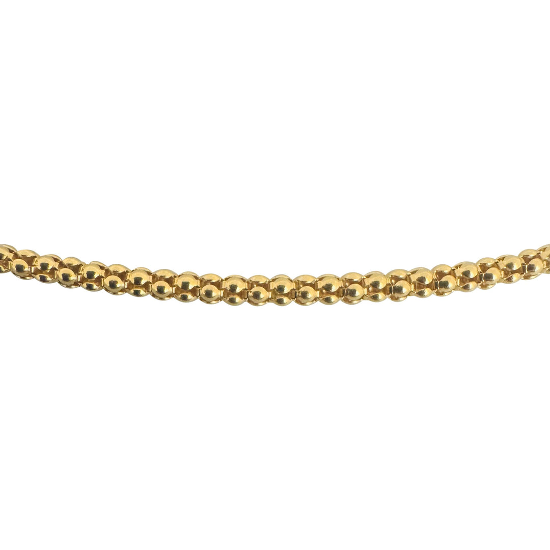 14k Yellow Gold 4.1g Light Hollow 2mm Popcorn Link Necklace Italy 20"