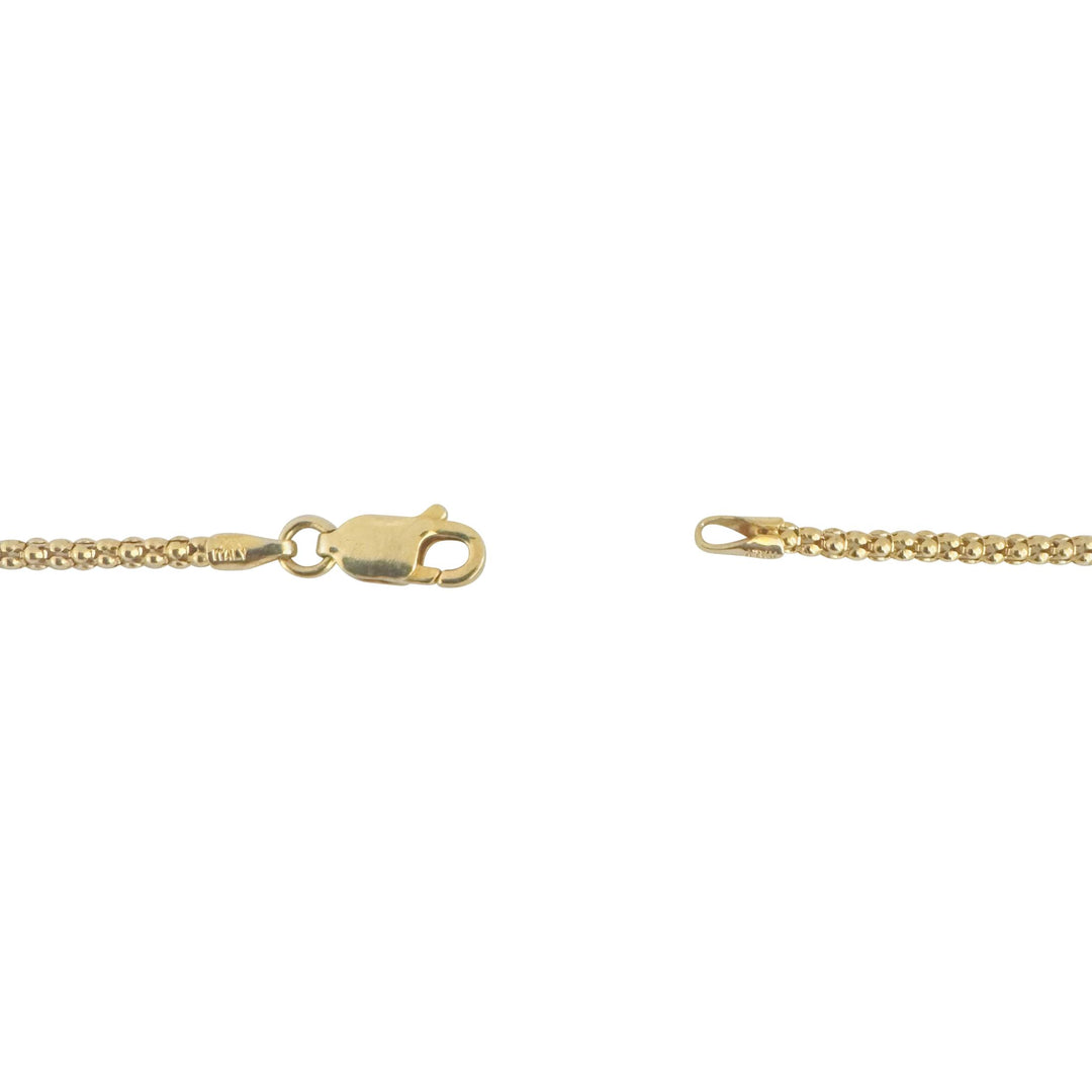14k Yellow Gold 4.1g Light Hollow 2mm Popcorn Link Necklace Italy 20"