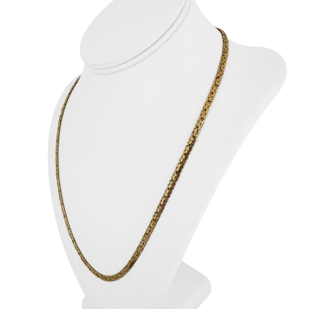 14k Yellow Gold 9g Ladies 3.5mm Byzantine Link Chain Necklace Italy 22"