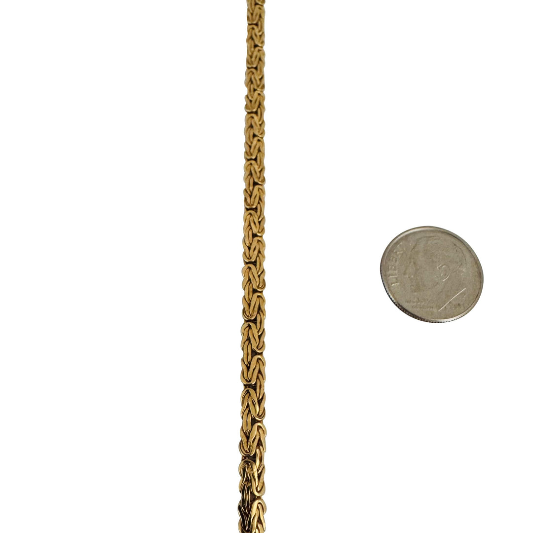 14k Yellow Gold 9g Ladies 3.5mm Byzantine Link Chain Necklace Italy 22"