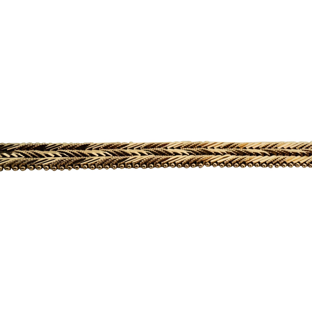 14k Yellow Gold 23.6g Solid Diamond Cut Beaded Chevron Style Link Bracelet 7"