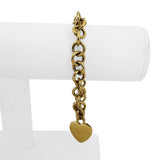 14k Yellow Gold 21.6g Ladies Cable Link Toggle T Bar Heart Tag Bracelet 7.5"