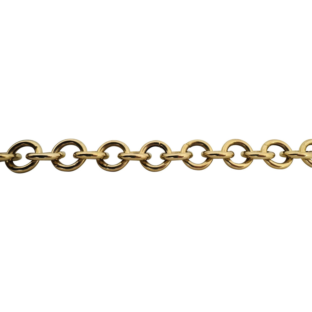 14k Yellow Gold 21.6g Ladies Cable Link Toggle T Bar Heart Tag Bracelet 7.5"