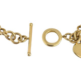 14k Yellow Gold 21.6g Ladies Cable Link Toggle T Bar Heart Tag Bracelet 7.5"