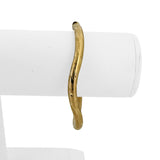 14k Yellow Gold 11.7g Diamond Cut 5mm Curved Bangle Bracelet Italy 6.75"