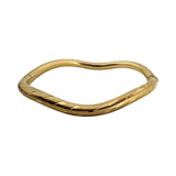 14k Yellow Gold 11.7g Diamond Cut 5mm Curved Bangle Bracelet Italy 6.75"