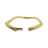 14k Yellow Gold 11.7g Diamond Cut 5mm Curved Bangle Bracelet Italy 6.75"