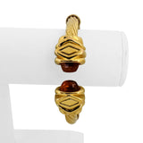 14k Yellow Gold and Citrine 20g Twisted Thick Cable Cuff Bracelet Italy 6.75"