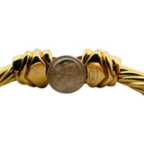 14k Yellow Gold and Citrine 20g Twisted Thick Cable Cuff Bracelet Italy 6.75"