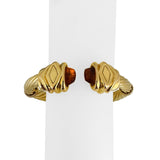 14k Yellow Gold and Citrine 20g Twisted Thick Cable Cuff Bracelet Italy 6.75"