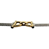 14k White and Yellow Gold 23g Three Strand Popcorn Link Buckle Bracelet 7.25"