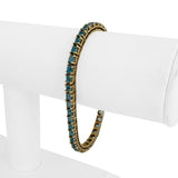 14k Yellow Gold and 7.2cttw Blue Topaz 15.4g Solid Tennis Bracelet Italy 7.25"